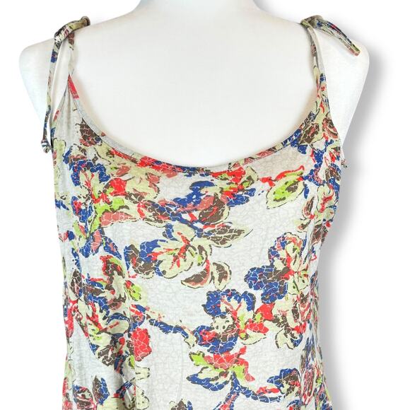Hurley Y2K Surfer Asymmetric Floral Print Tie Strap Pocket Slip Mini Dress Sz M - Picture 2 of 8